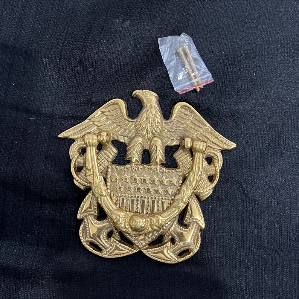 MSR Imports Solid Brass US Navy Eagle Anchor Door Knocker Patriotic Gold 7in